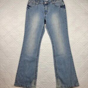 CATO flare leg bedazzled blue jeans size 10